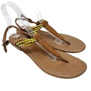 Lucky Brand Yellow Rope Sling Back Sandals, Thongs Flip Flops Women's 10 Leather